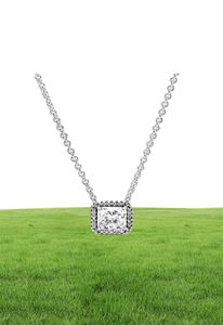 100 925 Sterling Silver Square Sparkle Halo Necklace Fashion Women Wedding Engagement Jewelry Accessories4914846