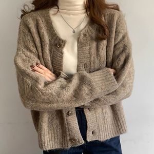 Kvinnors tröjor Kvinnor knappar Up Stick Loose Warm Cardigan Sweater Coat Solid Short Long Sleeve Casual Fall Winter 231214