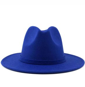 Luxus Männer Frauen Fedora Stil Filz Schwarz Jazz Kleid Hüte Britische Krempe Trilby Party Formelle Hut Kappe Wolle Gelb Breite Panama 565861068644