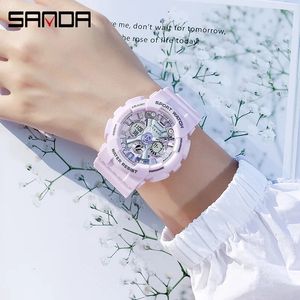 Wristwatches Sanda 6033 Watch Harajuku Fashion Digital Sports Male And Female Students Korean Version Of The Simplified Electronic Watch 231213