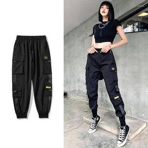 Calças femininas cintura elástica solta streetwear carga moda feminina tornozelo-comprimento jogging calças senhoras mais szie 2023 calça casual