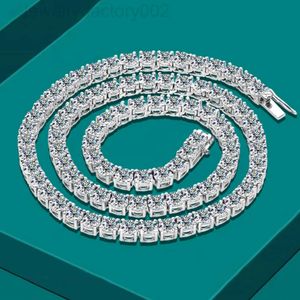 Wholesale D Color VVS Ice Out Round Diamond Moissanite 3 4 Mm Tennis Chain Necklace Sterling Sier Women Men Fine Jewelry