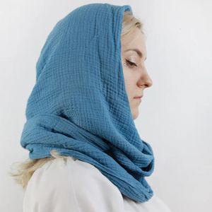 Schals Bio-Baumwolle, Unisex-Kapuzenschal, einfarbig, Retro-Gaze-Musselin-Kugel, Achselzucken, Herren, Festival-Kopfbedeckung, umwandelbarer Hijab, Schal, Mütze 231214