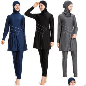 Pływanie zużycie pływania zużycie 2021 Muzułmańskie stroje kąpielowe islamski skromny garnitur pływacki Burkini Kobiet Swimsuit z zestawem hidżab