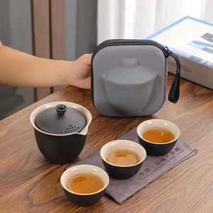 Te Cups Travel Set Portable Outdoor Camping 1 Pot Fills 3 Making Tool Single Kung Fu Teaware Set Culture Lovers Gift 231214