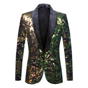 Abiti da uomo Moda Paillettes Glitter impreziositi Giacca blazer Paillettes vintage Lucidi Stage di nozze Costum Mens Night Club Party Wear