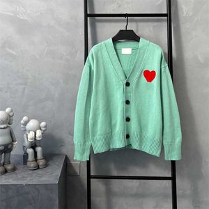 Amis Pull AmisWeater Street Fashion Hip Hop Button Cardigan Amishirt dla mężczyzn i kobiet uwielbia haft luźny sweter z długim rękawem Am I pullover 8608