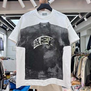 Fotos reais camisetas masculinas vintage eur tamanho oversized graffiti camisa de alta qualidade impressa 24ss tamanho dos eua camisetas