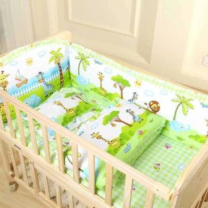 5 PCS/セットベビー寝具セット新生児クレードルベビーバンパー漫画アニメーション100％コット幼児ベッドプロテクターコットン