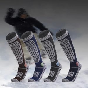Sports Socks Merino Wool Ski Winter Snowboard Cycling Vandring Skidstrumpor Män Kvinnor Knä Hög Termisk sock 231213
