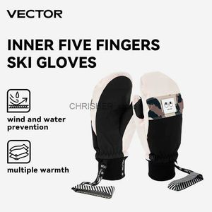 Skidhandskar Vector Women Professional Five Finger Ski Gloves Ultralight Thicken Warm Winter Fleece Mitten Handskar Vattentäta snowboardhandskar23118