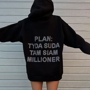 Autumn New Oversize Long-sleeved Hooded Letter Print Hoodie Street Fashion Top