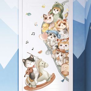 Aquarell-Cartoon-niedliche Katzen-Wandaufkleber, Türaufkleber, Fensteraufkleber für Kinderzimmer, Babyzimmer, Wandaufkleber, Tapetenwandbild