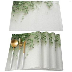 Table Mats Minimalist Leaves Wall White Placemats Set Of 4/6pcs Kitchen Coffee Accessories Coasters Home Dining Decor Linen