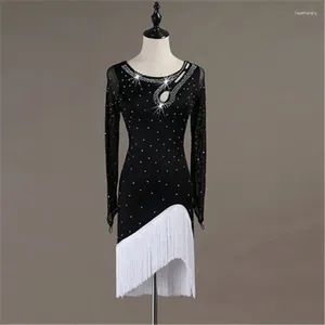 Palco desgaste feminino profissional vestido de dança latina para mulher vestidos de competição de salão adulto moderno valsa/tango/cha trajes