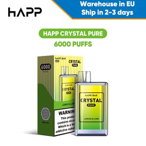 magazzino ue HAPP Bar 6000 Puffs Crystal Vape 7k 6k Puff Vaper Mesh Coil Vapes usa e getta Pod preriempito 1500mAh enorme capacità della batteria einweg vapor