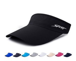 Summer Jogging Golf Sun Visor Cap tom topphatt för män Kvinnor Snabbtorkning av andningsbara ögonmask Sport Sun Running Plugs Justerab1560869