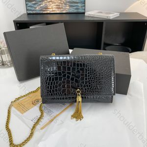 Luxus-Handtasche, glatte Alligator-Umhängetaschen, Quaste, Damen-Umhängetasche, Kettentasche, Clutch, Damenklappe, Leder, Designer-Handtaschen, Umhängetasche, Messenger-Krokodil-Handtasche