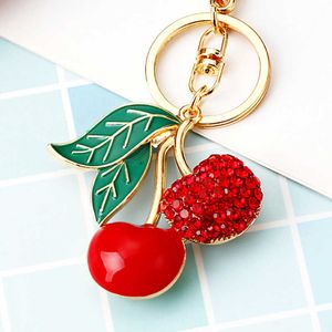 Fruit Little Cherry Car Keychain Women's Korean Creative Package Hanging Accessories Metal Ring Gift