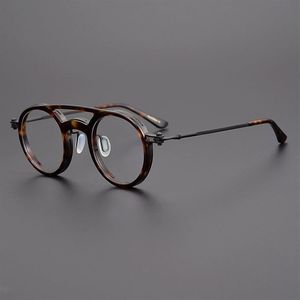 Винтажные круглые оправы для очков из ацетата титана, мужские и женские ретро-круглые очки по рецепту, двухлучевые оптические очки Eyewea299w