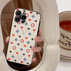 Capas de telefone de designer para iphone 14 pro promax 13 12 11 caso mulheres moda coração phonecase marca de luxo letras flores capa à prova de choque