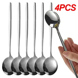 Coffee Scoops 1/4PCS Stainless Steel Spoon Handled Tea Spoons Ice Cream Dessert Drinking Tableware Stirring Kitchen Accessories