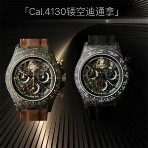 Montre de Luxe Mens Watches Relojes armbandsur 40mm 4130 Kronograf Mekanisk rörelse Kolfiberfodral Luxury Watch Wristwatches