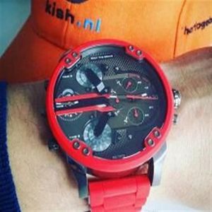 highend mens watch new dd military full silicone stainless steel fashion watch mens large dial business double action2405