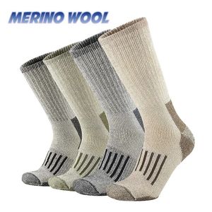 Meias esportivas 80 lã merino para homens mulheres engrossar quente caminhadas almofada tripulação umidade wicking euro tamanho 231213