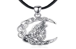 Merryshine 925 sterling sier men celtic viking jewellery moon wolf necklace pendant1139153