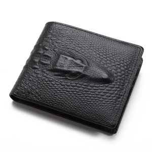 Moda de alta qualidade Purse bifold 3D Crocodilo de crocodilo preto marrom homem marrom de couro genuíno carteiras229s191s