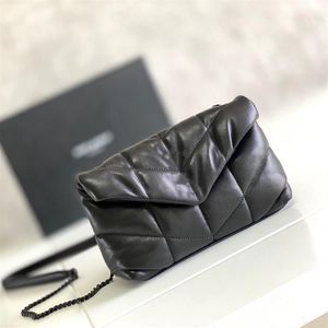 Loulou Puffer Mini Genuine Leather Crossbody Bag Black Super Super 23cm Three Gold Silver Hardware Designer Lady Seepes232p