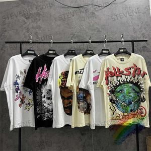 メンズTシャツヴィンテージヘルスターTシャツ男性用女性カジュアルハイストリート大通り最高品質100％コットンショートスリーブティーT231214