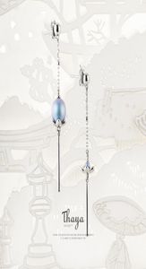 THAYA Chinese Style Asymetria Blue Lotus Biżuteria 925 Srebrne kolczyki Oryginalny projekt dla kobiet specjalna biżuteria CX2006243715185