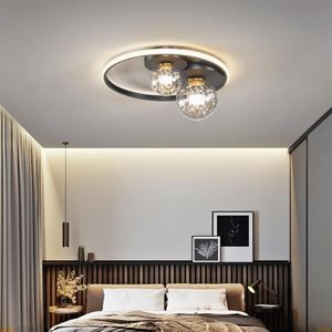 مصابيح سقف حديثة مصباح LED مع أسود جولة زجاجية الثريا قابلة للثريا لغرفة النوم مطبخ المطبخ الداخلي ديكور 278s