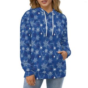 Bluzy damskie błękitny płatek śniegu błękitne i biała moda swobodna bluza z kapturem z kapturem Y2K print bluzy z kapturem