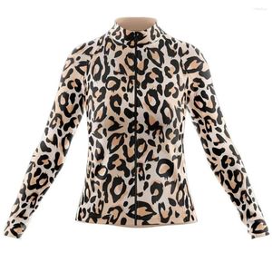 Kurtki wyścigowe Leopard Cycling Jersey for Women Outfits Spring i jesienne oddychanie na rowerze z długimi rękawem