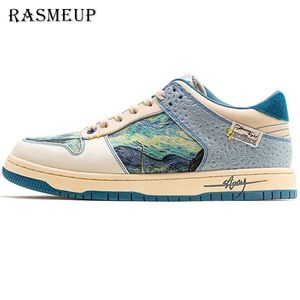 Dress Shoes RASMEUP Van Gogh Starry Night Men Sneakers Original Shoes Casual Vintage Designer Women Footwear Artist's Painting Plus Size 231213