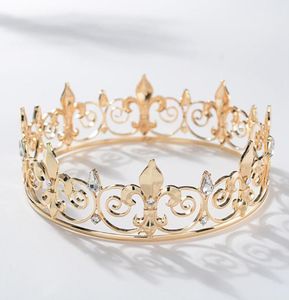 Erkekler için Metal Kraliyetler ve Tiaras Kraliyet Full King Taç Balo Şapkaları Kostüm Cosplay Saç Aksesuarları Altın Klipler Barrettes8695486