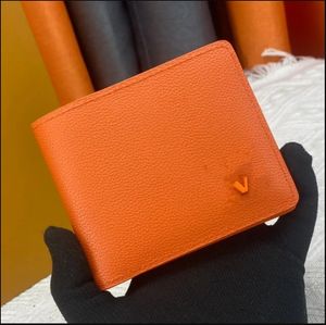 Designer Brieftasche Männer Brieftaschen Luxus Mehrere Geldbörsen geprägter Blumenbuchstaben Schattenkreditkartenhalter männliche Mode Kurz Geld Kupplung Tasche mit Originalbox Orange