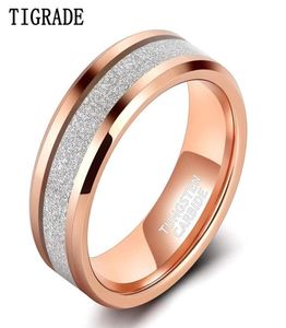 TIGRADE 8 mm mężczyzn Kobiety Pierścionki ślubne Tungsten Rose Gold Srebrny kolor Matte zespół luksusowy komfort rozmiar 7138652590