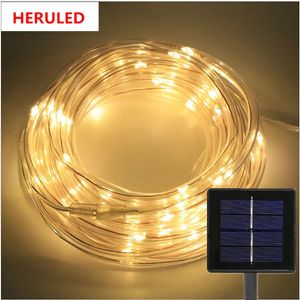 Decorações de Natal LED Solar String Tube Light Branco / Branco Quente / RGB Cor Outdoor Light String Solar Decorativa Mangueira Lanterna de Jardim 231214