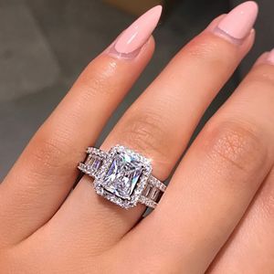 Eheringe HOYON reiner natürlicher weißer 3 Karat Edelstein S925 Silberfarbener Ring für Frauen Anillos De Jewelry Bizuteria Ringe 231214