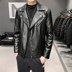 Jaquetas masculinas motocicleta piloto jaqueta de couro moda marca homens designer punk vento oblíquo zíper design homens jaqueta de couro casaco s-5xl 231213