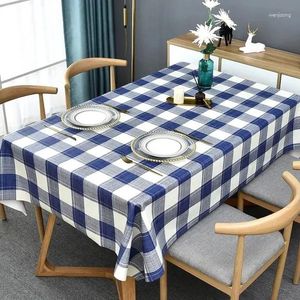 Tavolo stoffa semplice in stile rettangolare tovaglia blu bianco a scacchi interno e decorazione da cucina esterna