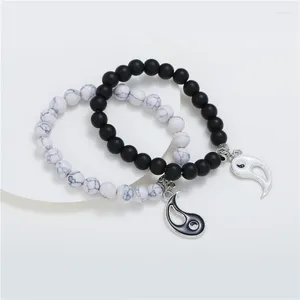 Charm Bracelets Fashion Men Women Taiji Yin Yang Feng Shui Bracelet Natural White Black