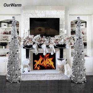 Dekoracje świąteczne Ourwarm Dekoracja Bożego Narodzenia 150 cm Bling cekiny Choinka Sztuczna blichtle pop -up Xmas Tree Year Decor 231213