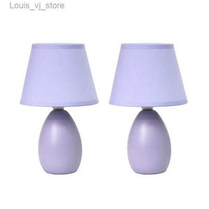 Nocne światła jaja owalna ceramiczna lampa stołowa 2 pakiet Purple Lampara Recargable LED LED Nocne Stand Lampa Lampa Małpa Lampa grzybowa Koreańska koreańska YQ231214
