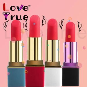 Vibrators Love Ture Mini Massager Vibration Adult Fimal Erotic Red Lipstick Vibrator Sex Toy For Women Egg 231214