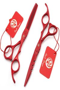 508 55039039 TOP GRADE Red Hairdressing Scissors JP 440C 62HRC Home Salon Barbers Cutting Scissors Thinning Shears Hair 7545427